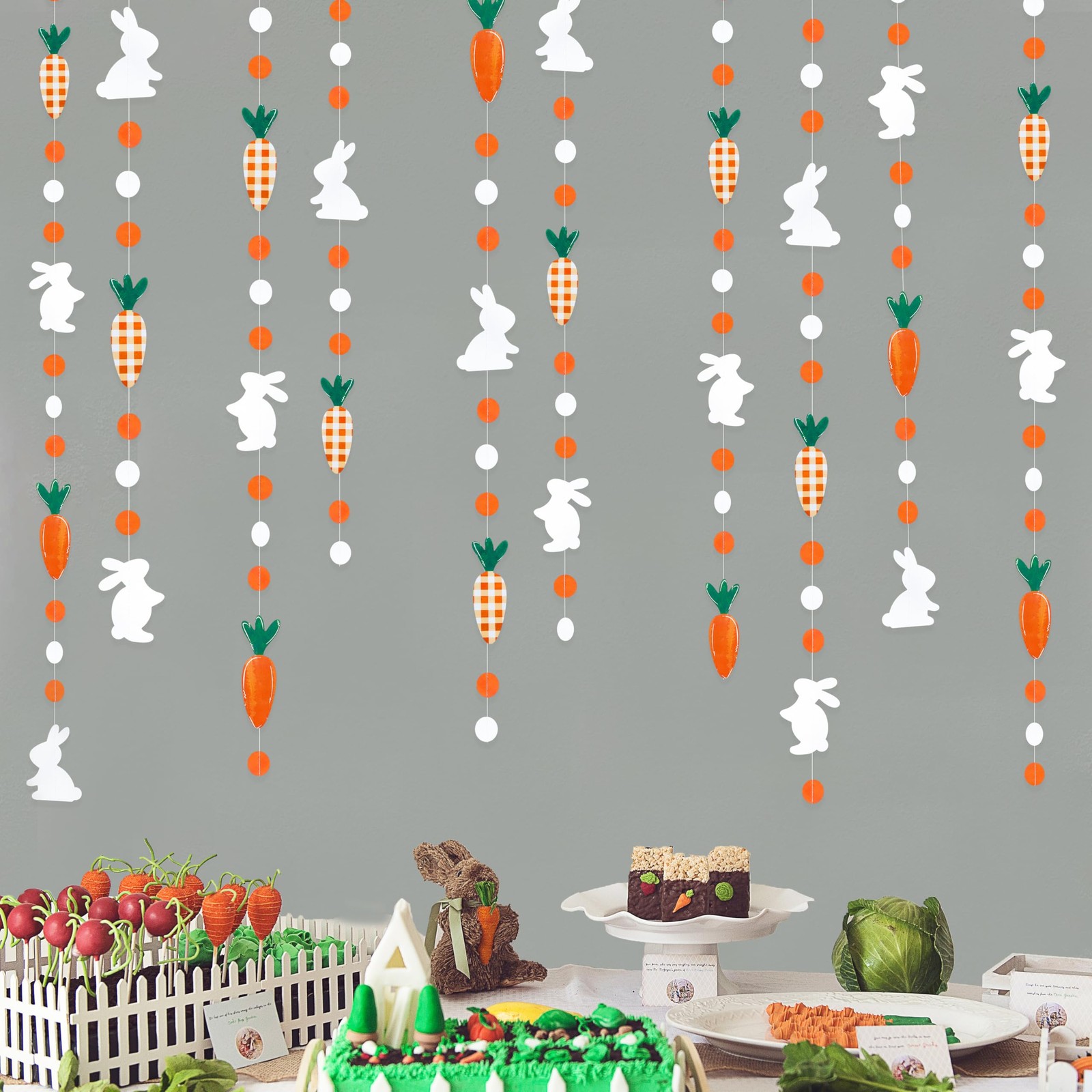 Easter Party Decorations - Bunny Carrot Circle Dot Garland Streamer Hanging P... gallery