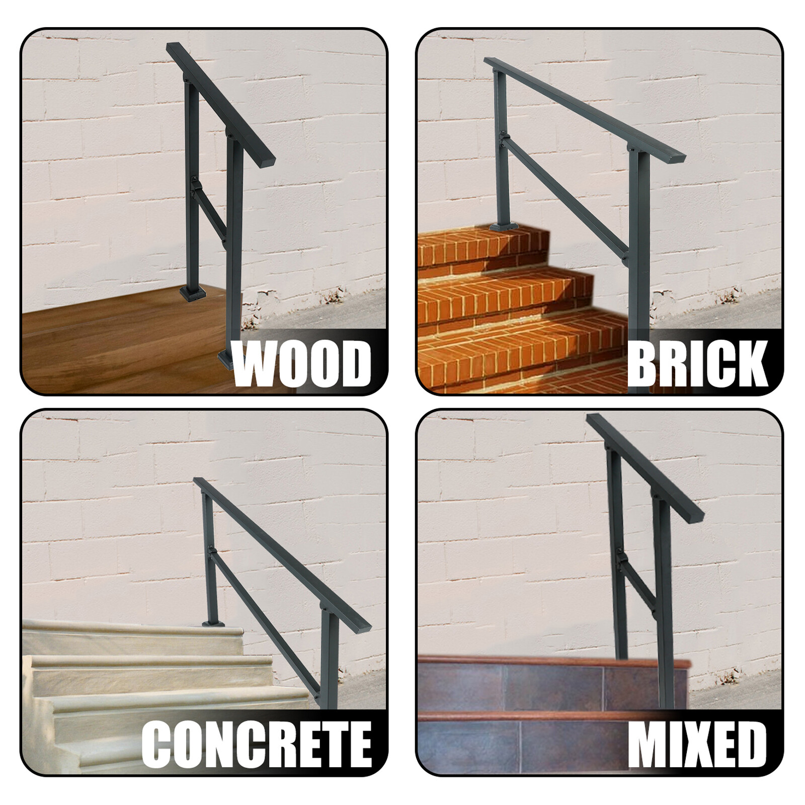 for Outdoor 3-4 Steps 4 Steps Handrails Deck Stair Railing Indoor Hand Rails gallery