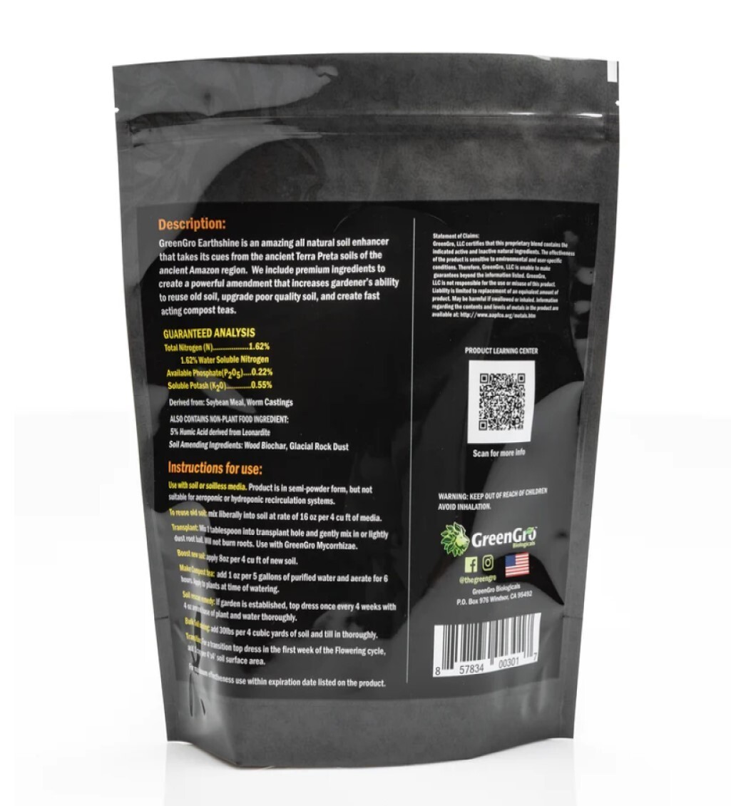 Earthshine Biochar Blend Soil Amendment 5 lbs by GreenGro Biologicals gallery