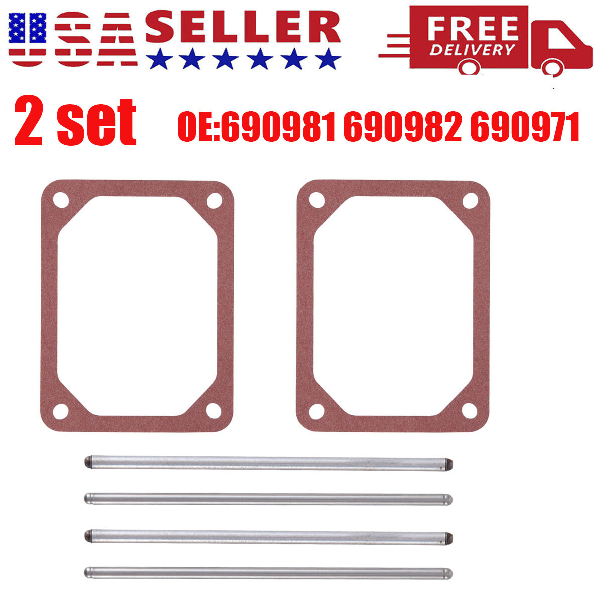 2Pcs For Briggs & Stratton Push Rod Set &Valve Cover Gasket 690981 690982 690971 gallery