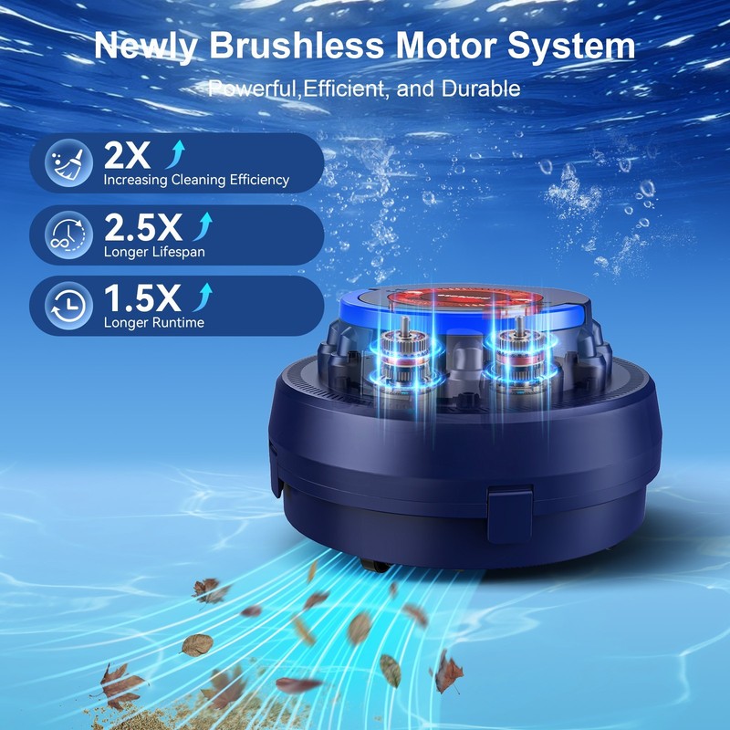 Cordless Pool Robot Cleaner Automatic Ideal for Inground Above-Ground Flat Pool gallery