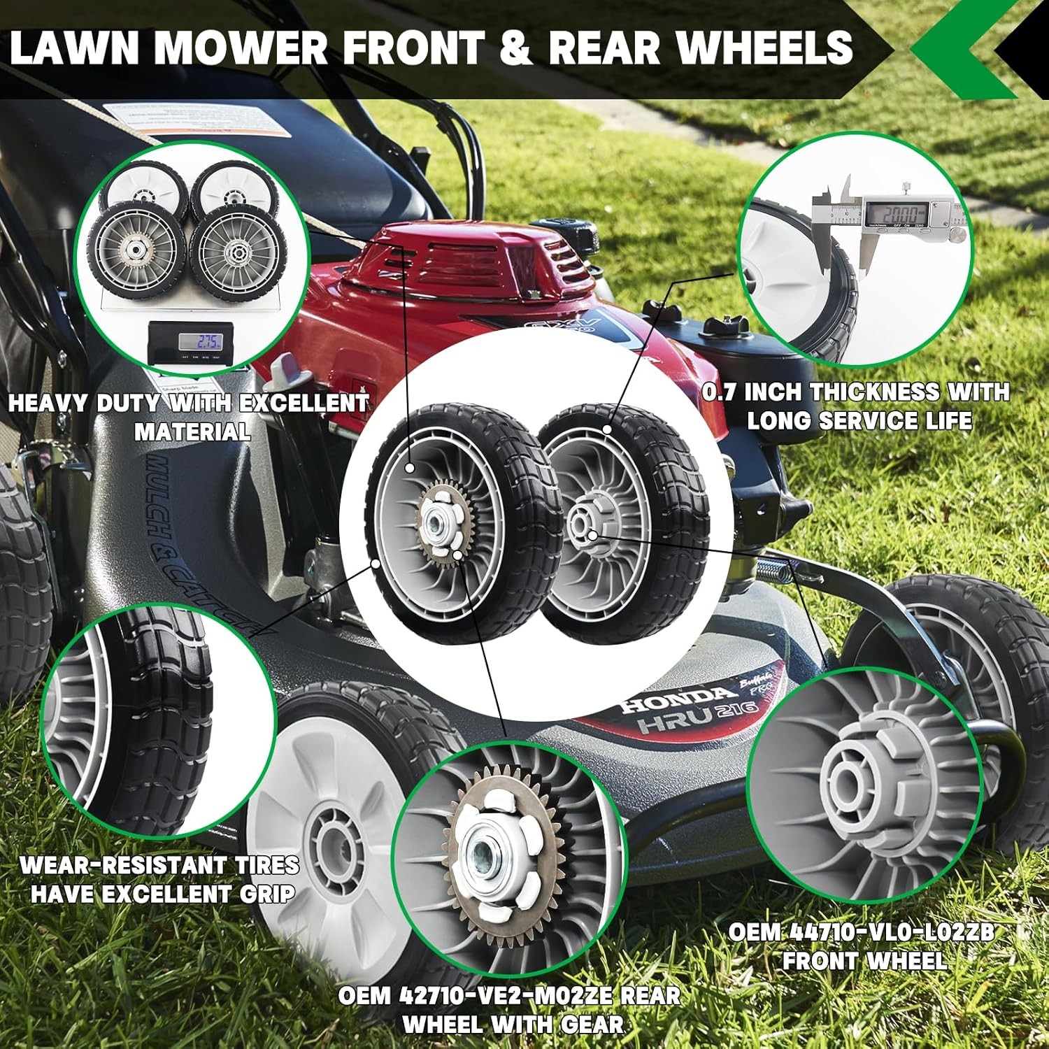Lawn Mower Drive Wheels 4 Pack Rear Front Replacement HRR216 HRS216 HRT216 Set gallery