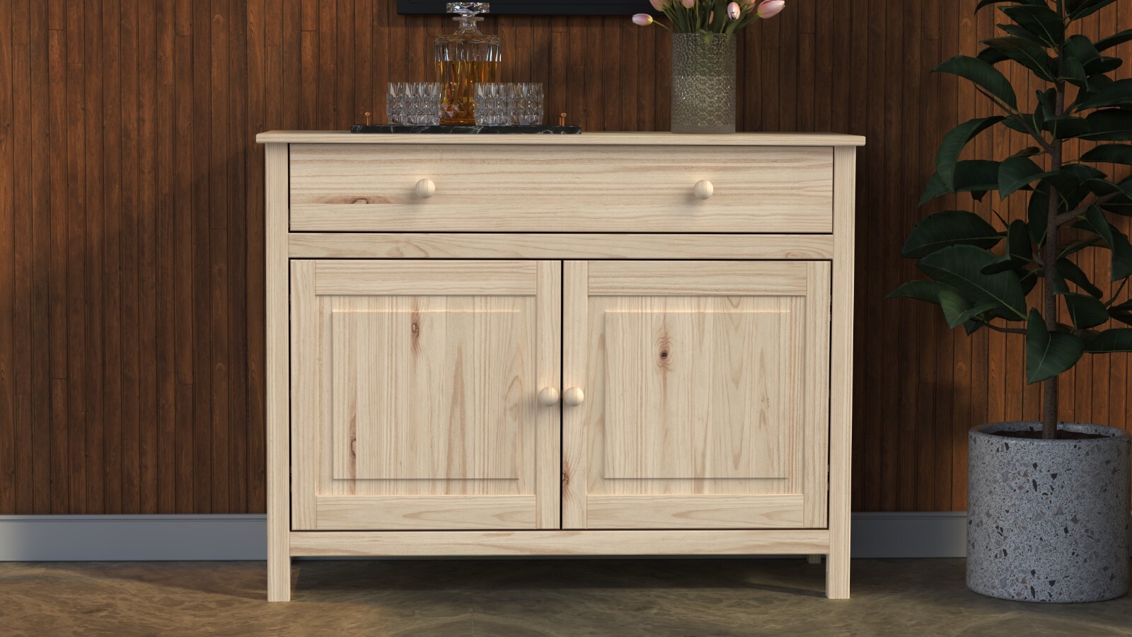 From the Tree Furniture Solid Wood Unfinished Sideboard Server Buffet Cabinet gallery