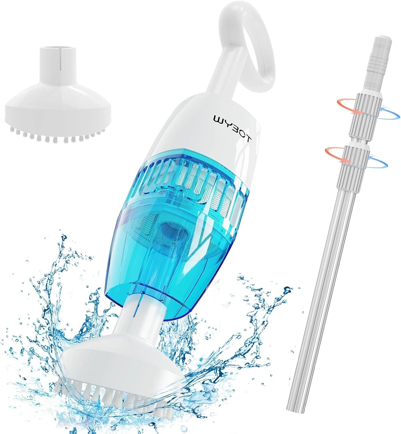 WYBOT Hyson 100 Handheld Cordless Pool Vacuum Cleaner White with Two Brush Heads gallery