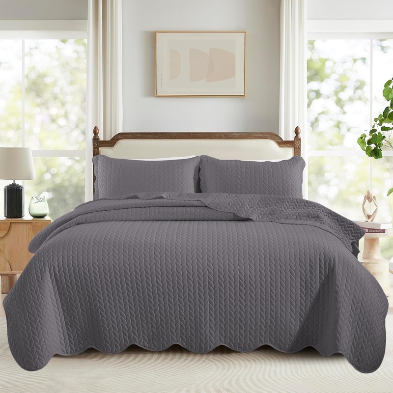3 Piece Quilted Bedspread Set Soft Reversible Comforter Bedding Sets Queen King gallery