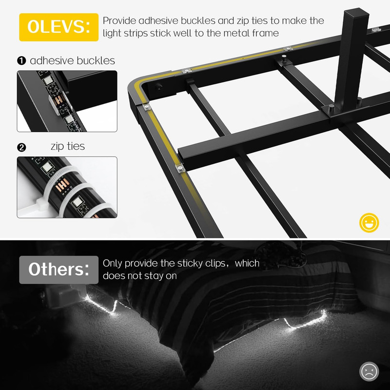 Floating Bed Frame Full Size with Smart LED Lights and Charging Station - Modern gallery
