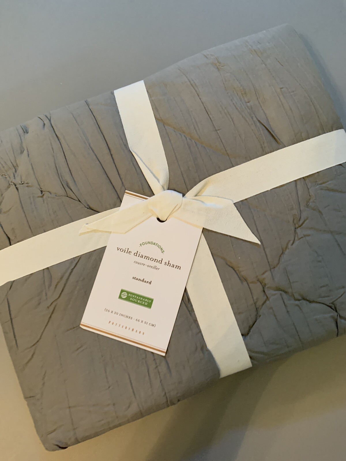 Pottery Barn Gray Grey Voile Diamond Sham Standard New In Packaging gallery
