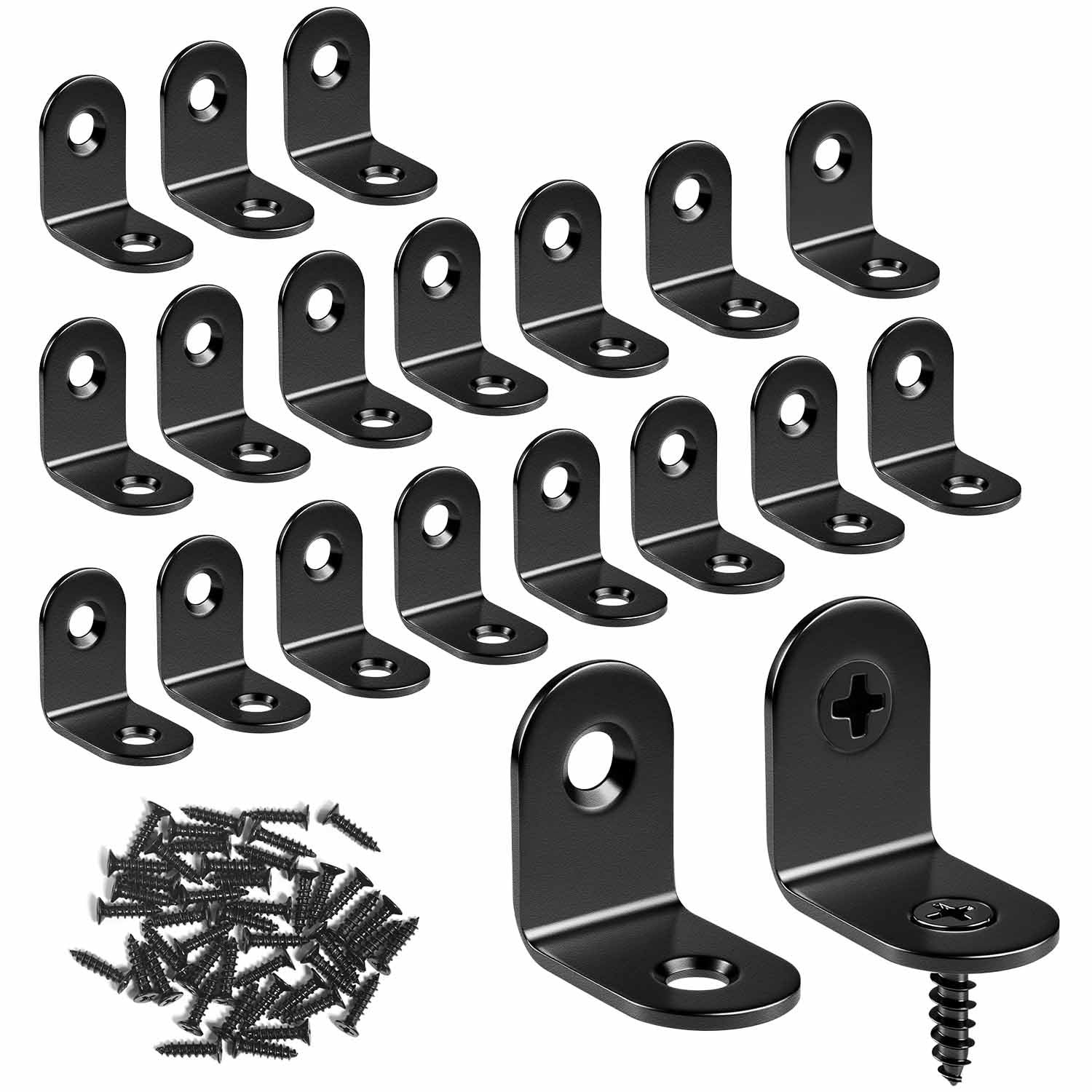 20 PCS L Bracket Stainless Steel Corner Brace 90 Degree Angle Support Black gallery