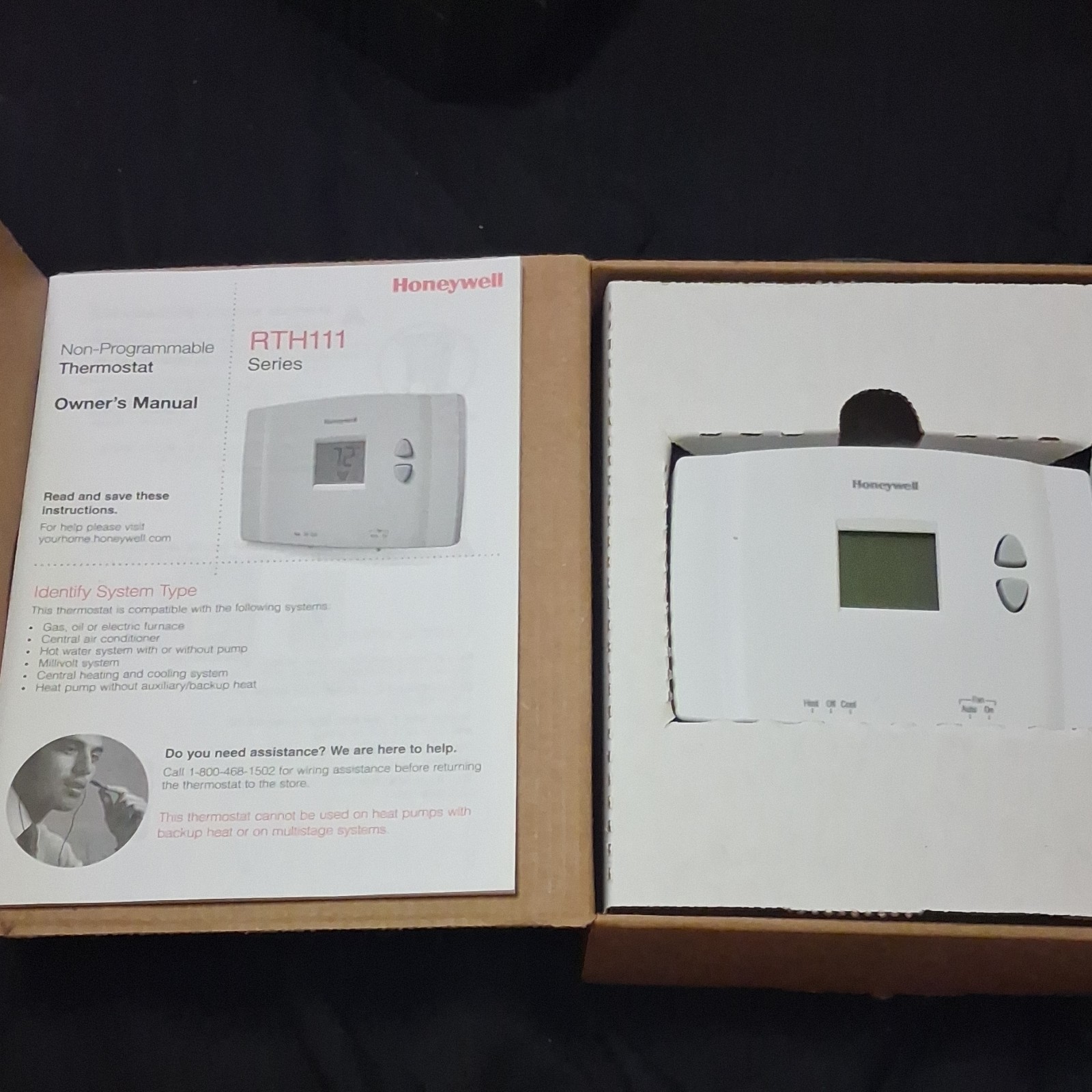 Honeywell RTH111 Series Non-Programmable Digital Thermostat Heat/Cool/Off White gallery