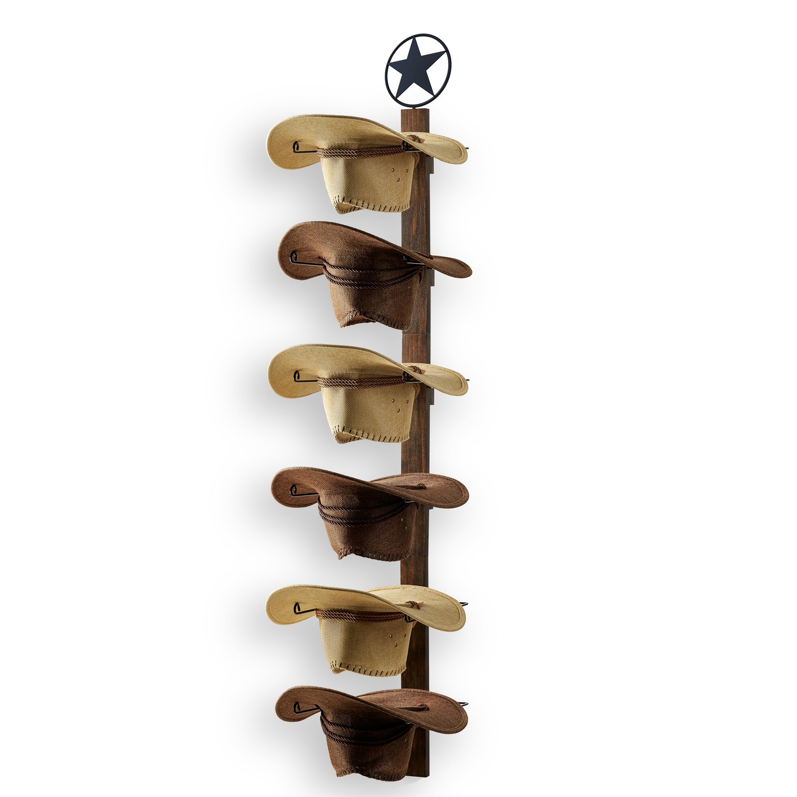 Cowboy Hat Rack 6-Piece Wall-Mount 20cm Depth 47in Height - Storage Organizer gallery