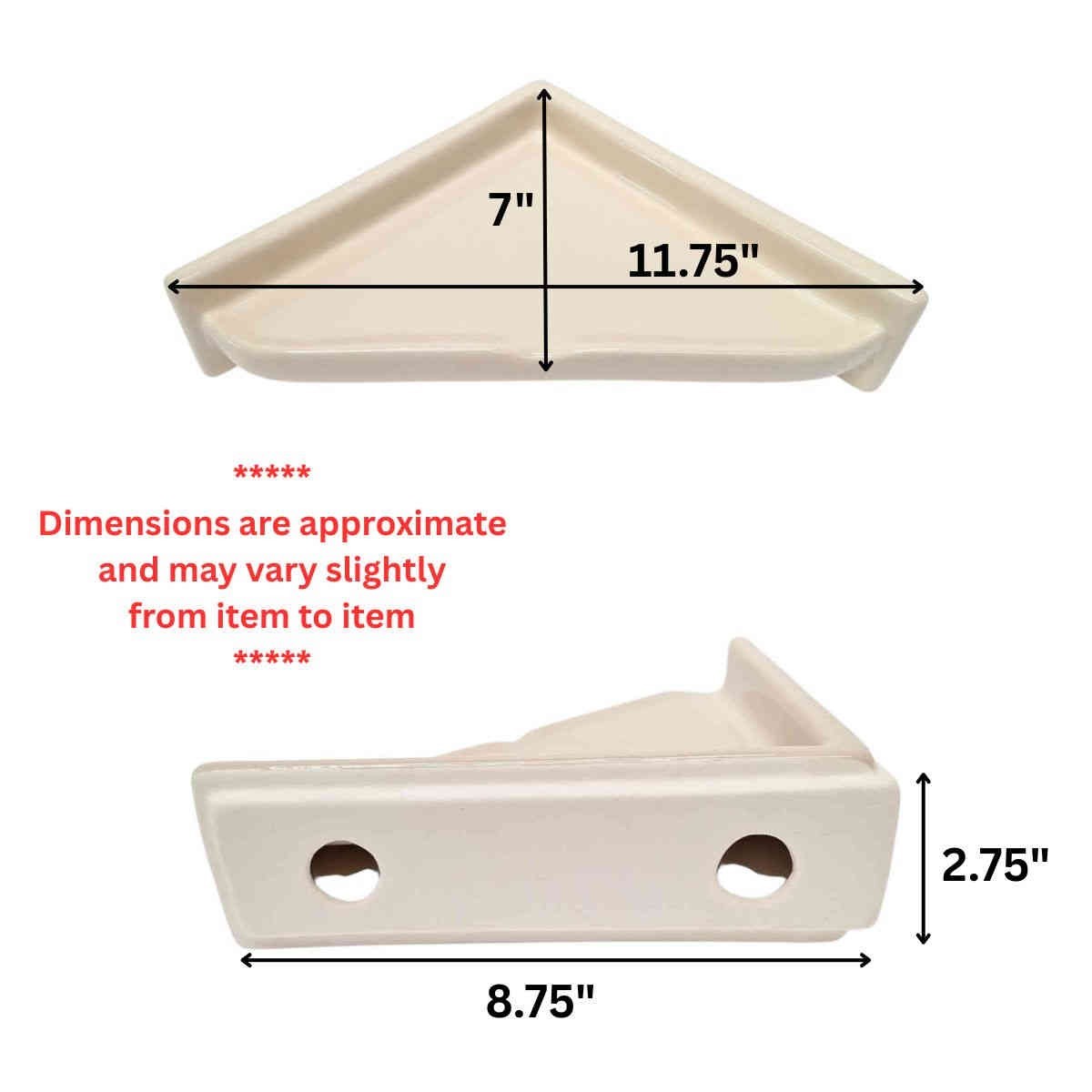 SereneDrains Straight Edge Porcelain Corner Shelf for Shower Bathroom Wall Tile gallery