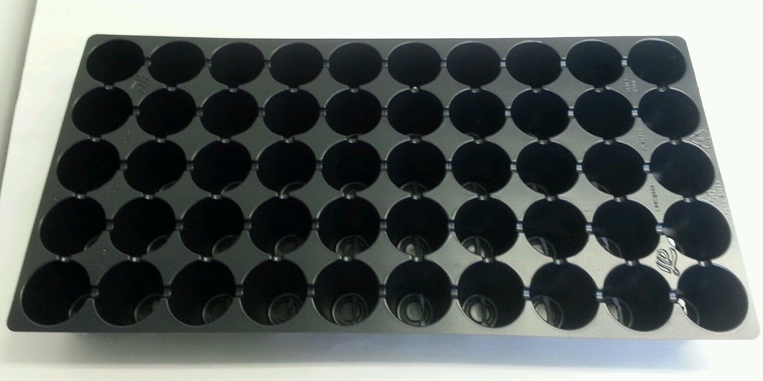 10 Black Plastic PLUG SHEETS - 50 cells per flat- INSERTS SEED STARTING gallery