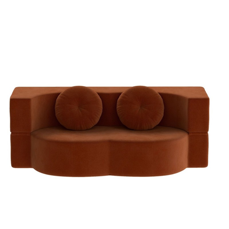 Modern Floor Sofa Convertible Plush Corduroy Foam-Filled Sleeper Sofa Bed gallery