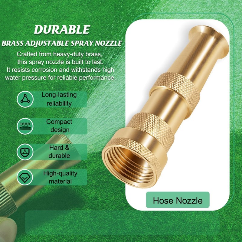 Brass Adjustable Spray Nozzle with Powerful Water Stream for Garden Hoses gallery