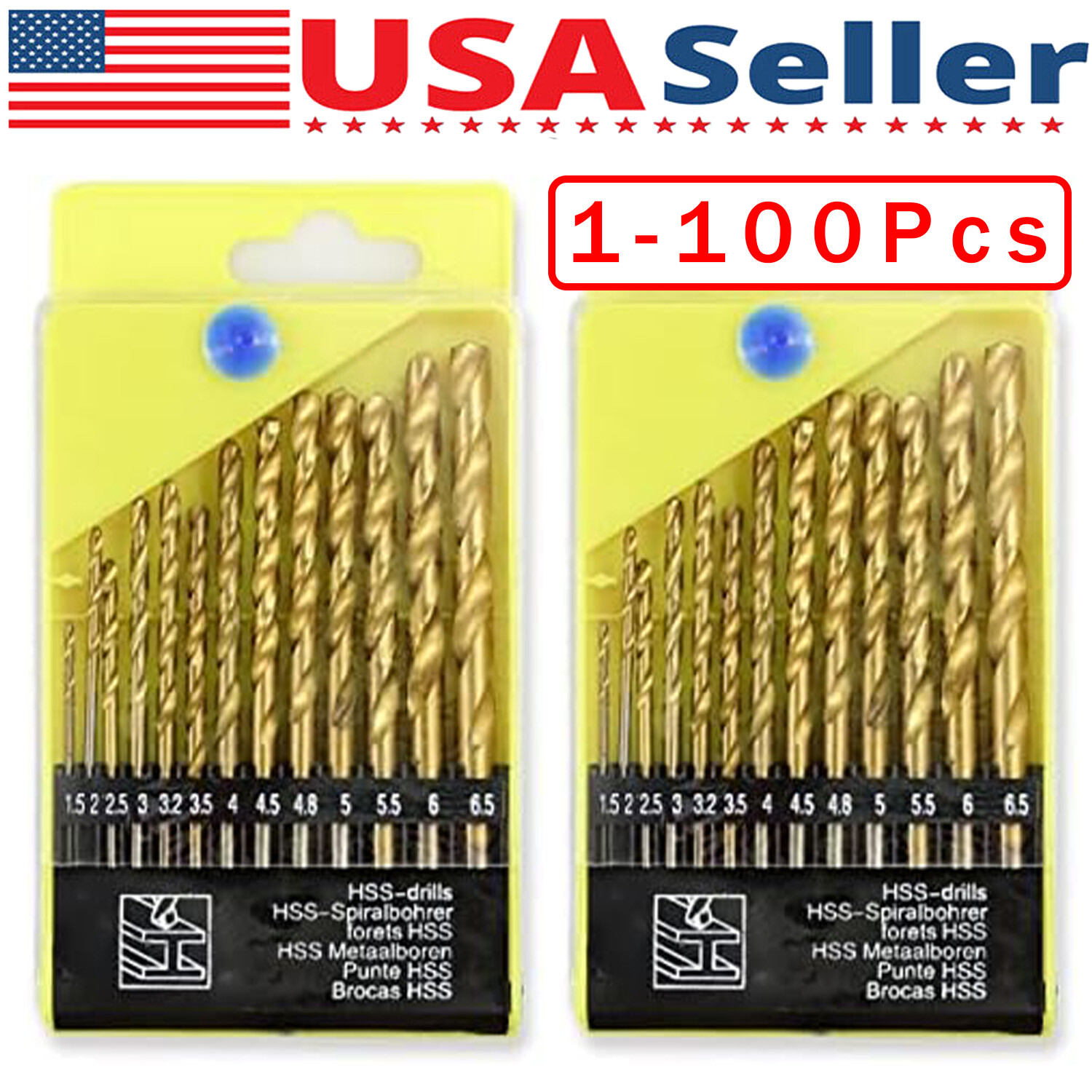 13Pcs HSS Titanium Coated Twist Drill Bit Set 1.5-6.5mm Hex Shank For wood Metal gallery