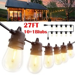 27ft String Lights S14 LED Warm Shatterproof IP65 for Outdoor Garden Patio Yard