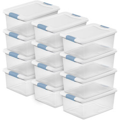 Sterilite 15 Quart Latching Storage Box, Stackable Bin with Latch Lid, 12 Pack