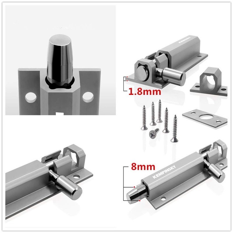 2PCS Door Security Slide Latch Lock Barrel Bolt Solid Aluminium Alloy to Keep gallery