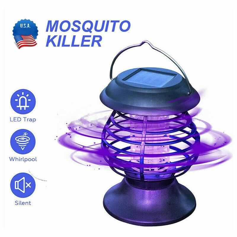Solar Powered Outdoor Mosquito Fly Bug Insect Zapper Killer Trap UV Lamp Light gallery