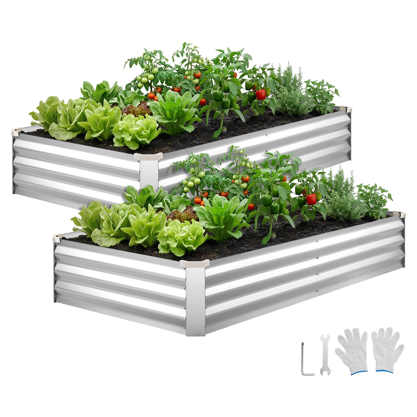 VEVOR 2 Pcs Galvanized Raised Garden Beds 6x3x1ft Rectangular Planter Box Silver gallery