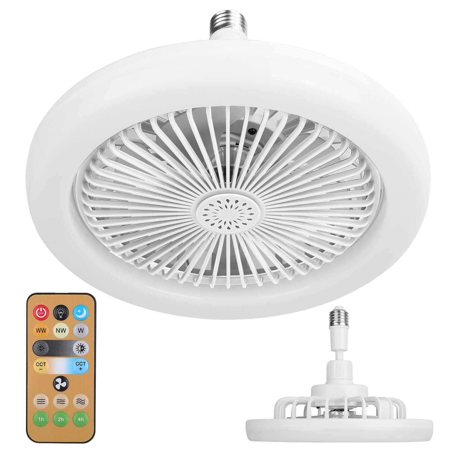 Modern LED Ceiling Fan with Light E27 Adjustable Bedroom Living Room Fan Lamp US gallery