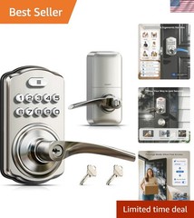 Keypad Door Lock with Handle, Keyless Entry for Front Door & Bedroom, Electro…