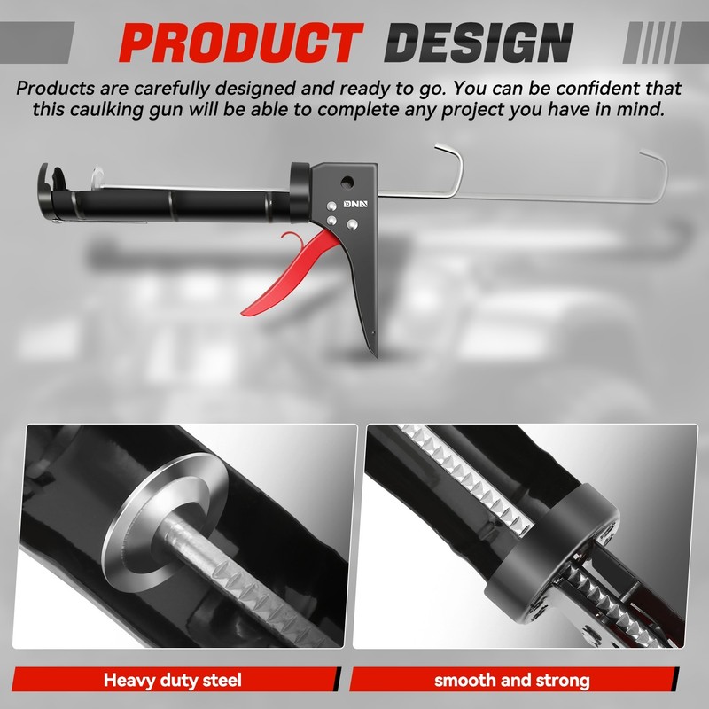 9" DOUBLE SPRING TRIGGER SMOOTH DRIPLESS CAULK GUN WORK WITH 10.3 OZ CARTRIDGES gallery