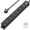 CRST Power Strip Wide Spaced 6-Outlet 6 Feet Cord,15A Circuit heavy duty metal gallery