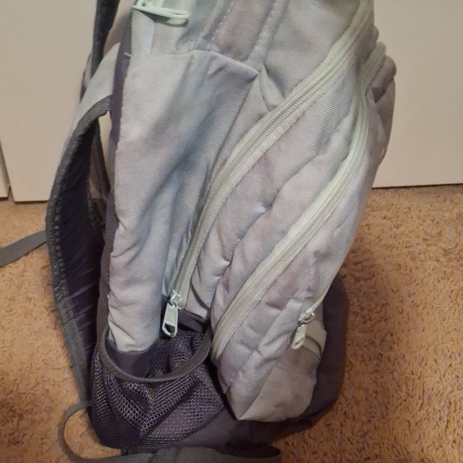 Adidas light blue with pink splash design Backpack 5 Pockets. 5