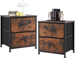 2Pcs Nightstand End Table Side Table with 2 Fabric Drawers Bedside Table Bedroom