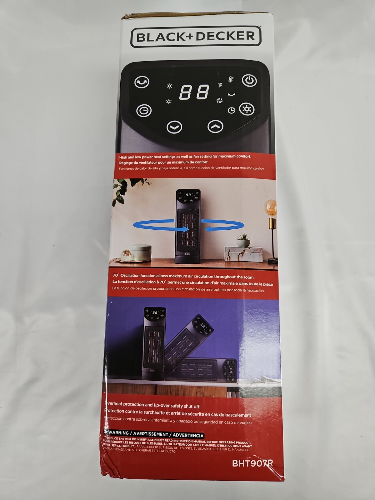BLACK+DECKER Oscillating Space Heater, Portable Heater with Remote Control, 1b gallery