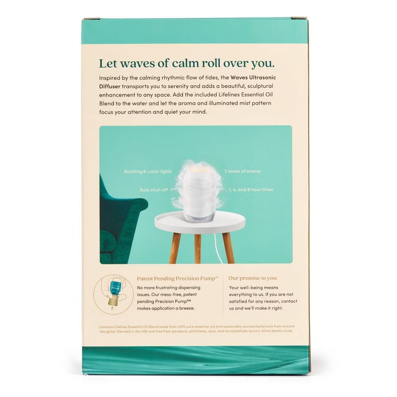 200ml Waves Ultrasonic Diffuser: Lifelines Aromatherapy Light Display gallery