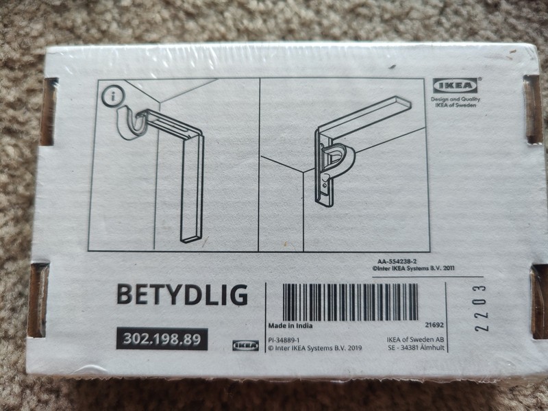 IKEA BETYDLIG Curtain Wall Ceiling Bracket Rod Holder 302.198.89 White gallery
