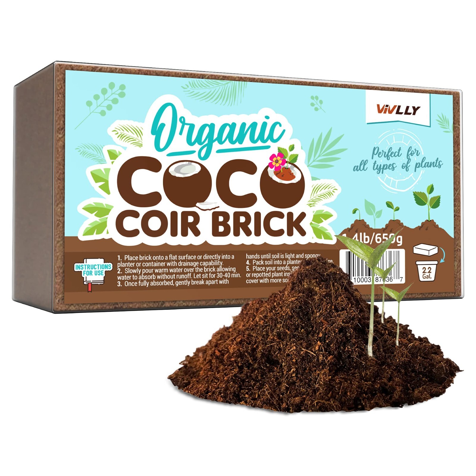 Compressed Coco Coir 1.4 LBS Brick Coconut Soil with Low EC & PH Balance gallery