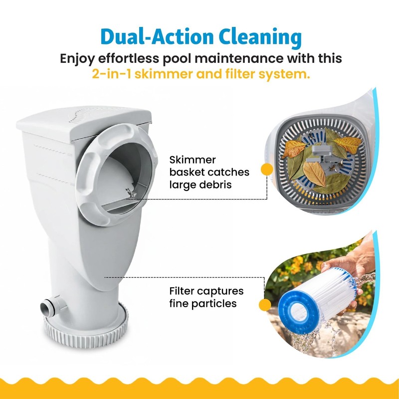2-in-1 Filter Pump & Skimmer System 1500 GPH for Above Ground Pools - Pool Clean gallery