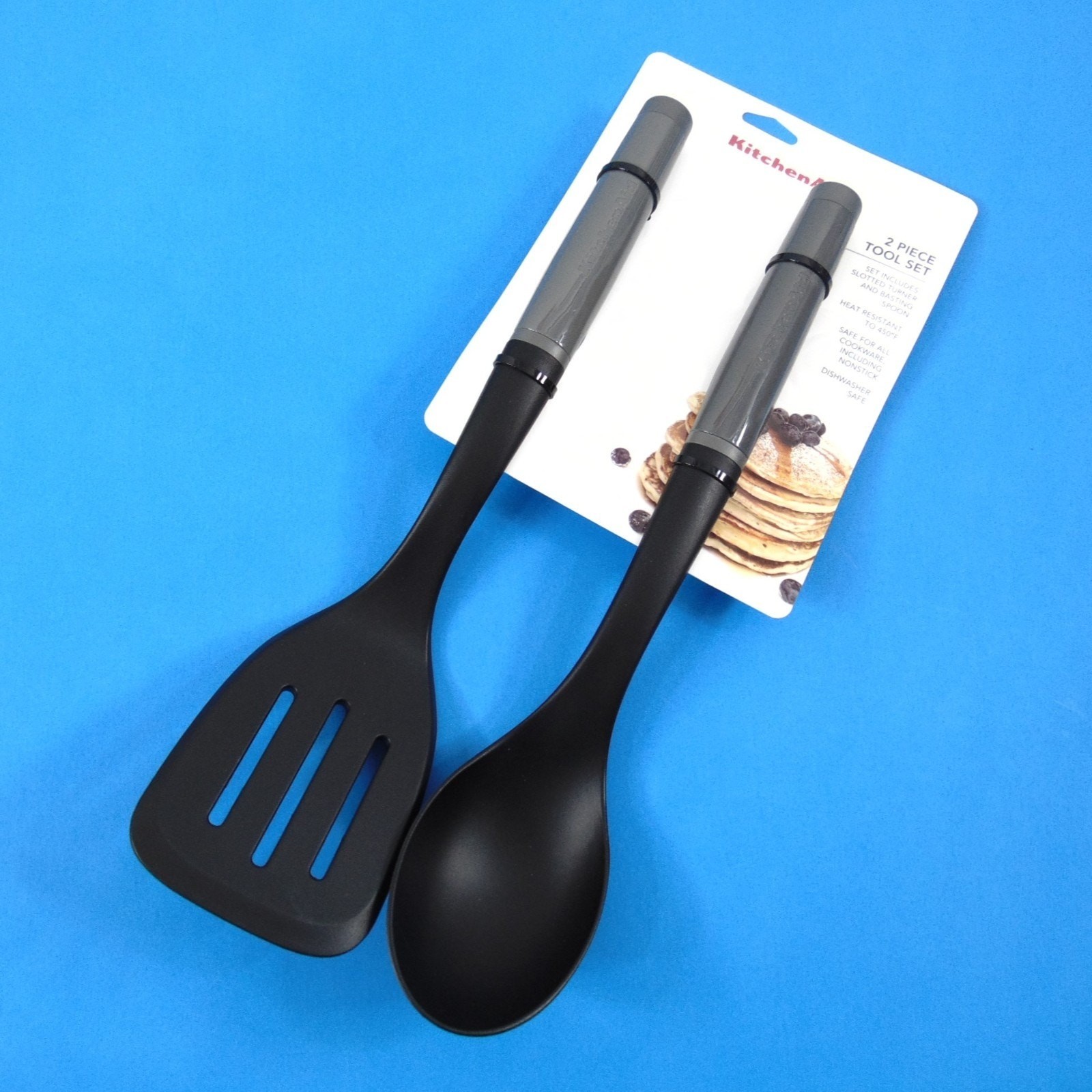 KitchenAid Gray 2-Piece Slotted Turner & Spoon Set Nylon Cooking Utensils New gallery