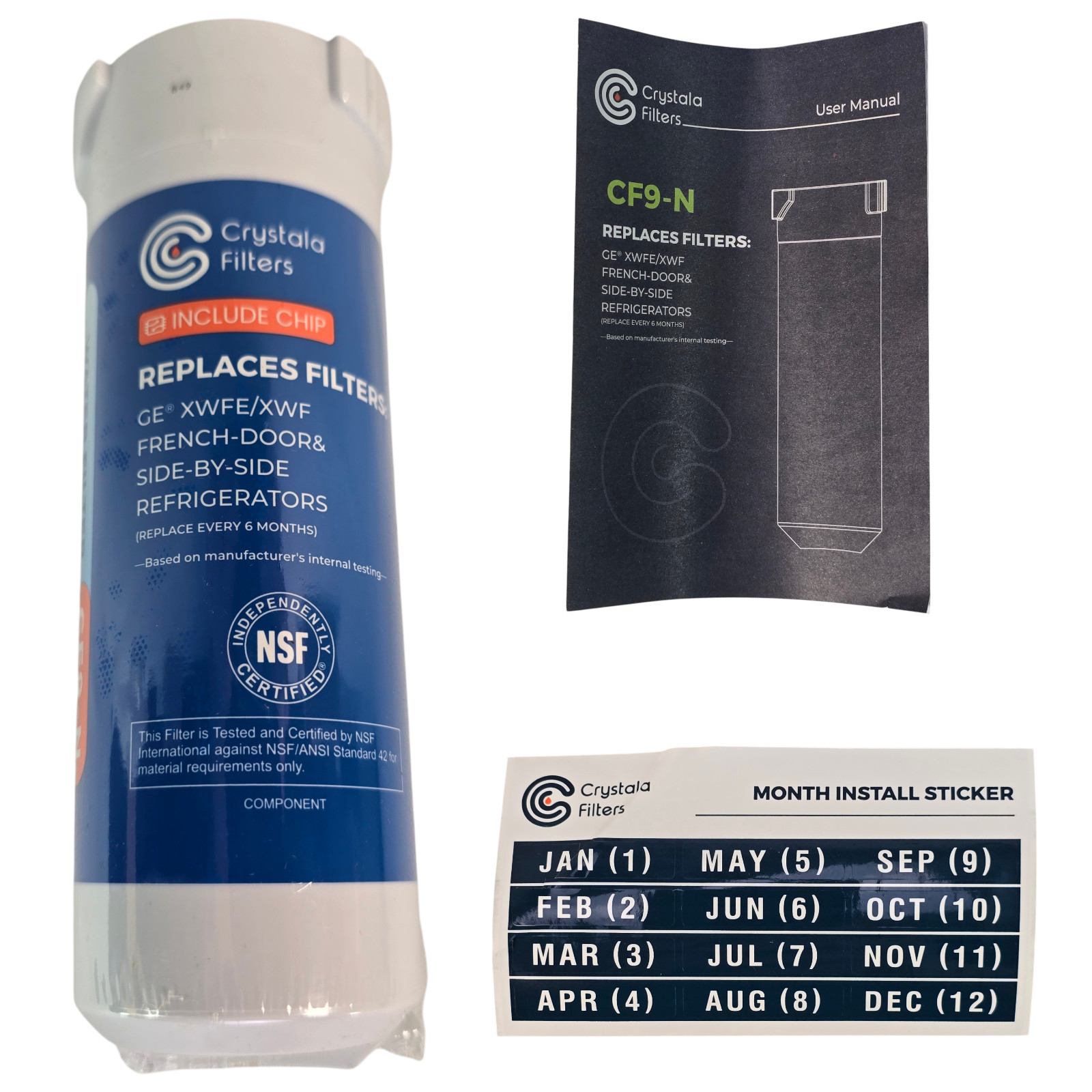 For GE® XWF Replacement Refrigerator Water Filter Cartridge Sealed Crystala CF9 gallery