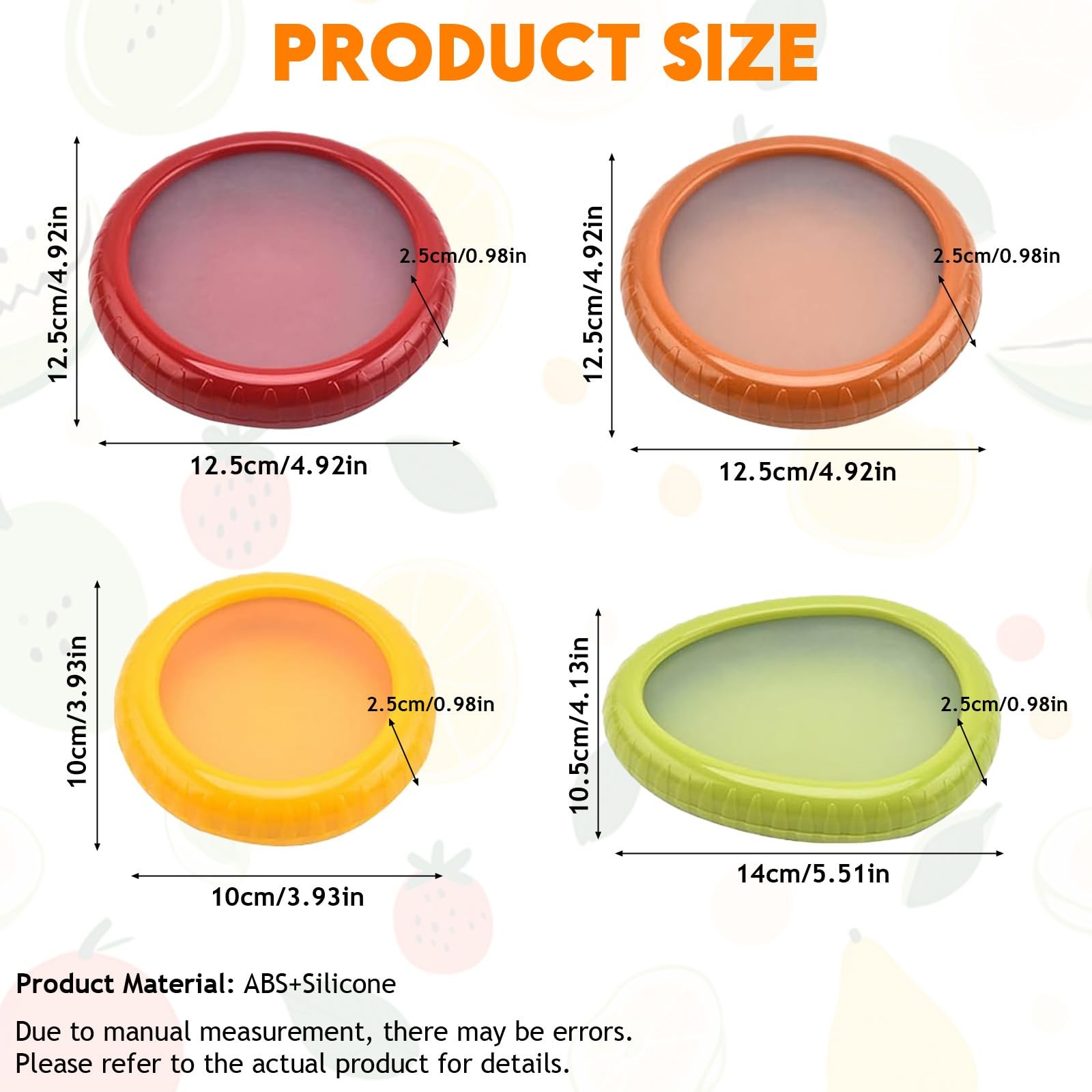 4 Pcs Silicone Fruit Vegetable Containers Green Red Yellow Brown gallery