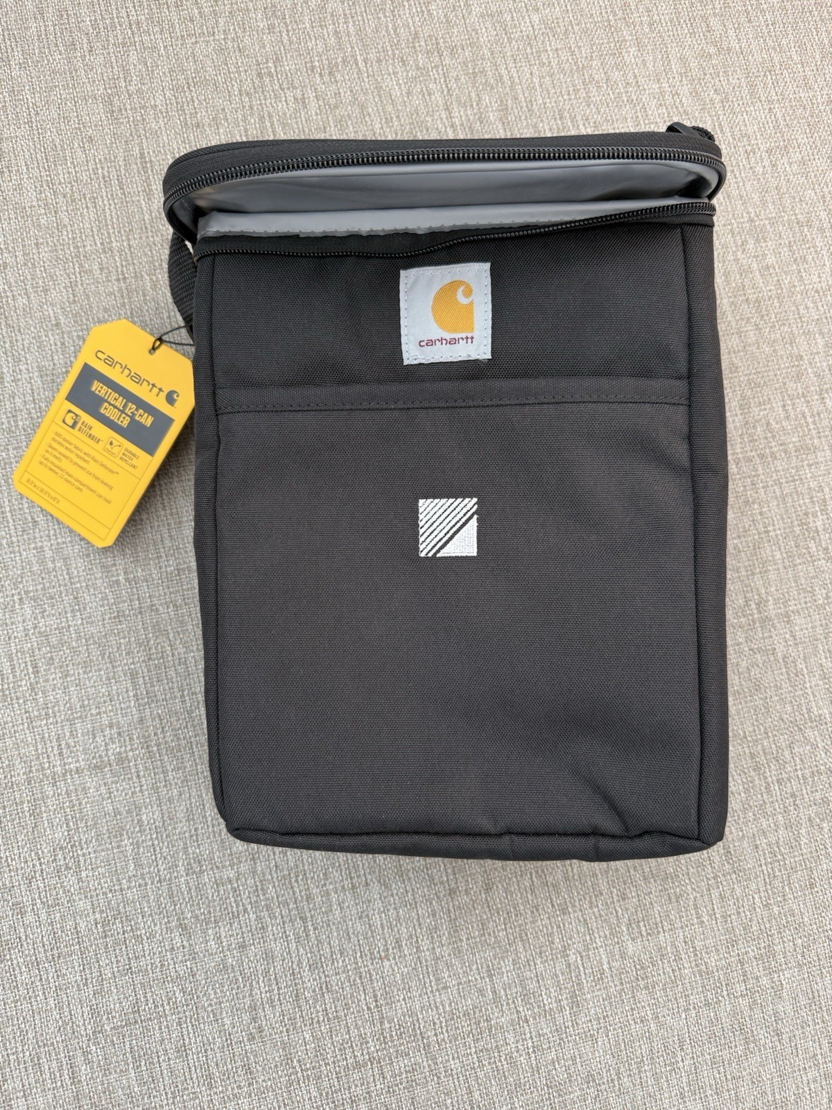 NEW CARHARTT VERTICAL 12 CAN COOLER Black Lunch Insulated w Strap + Front Pocket gallery