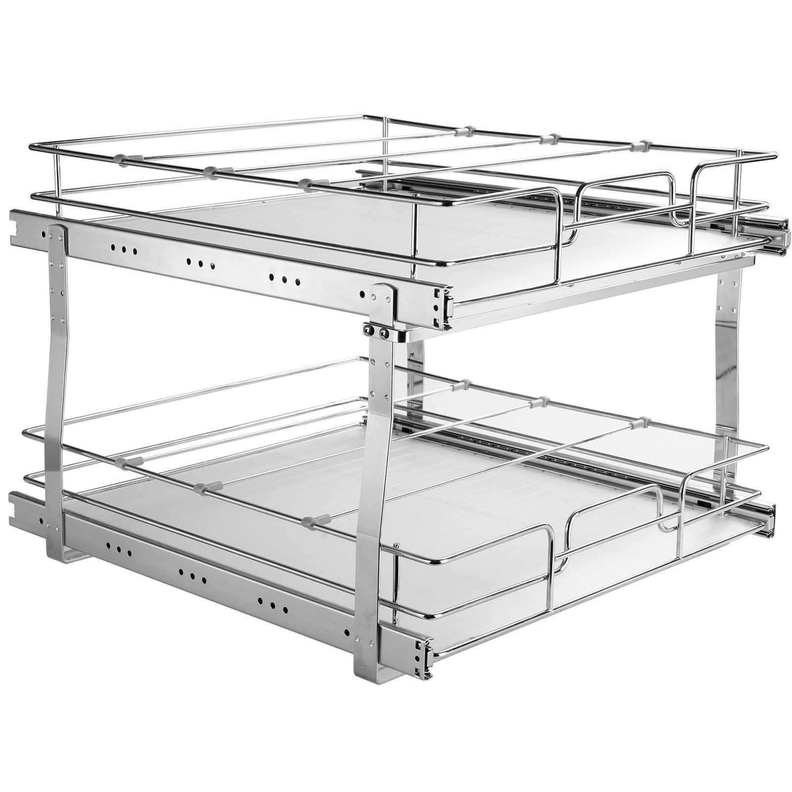 17 by 21 Inch Roll Out Cabinet Shelf Dual-Tier 66lb Steel Sliding Organiser gallery