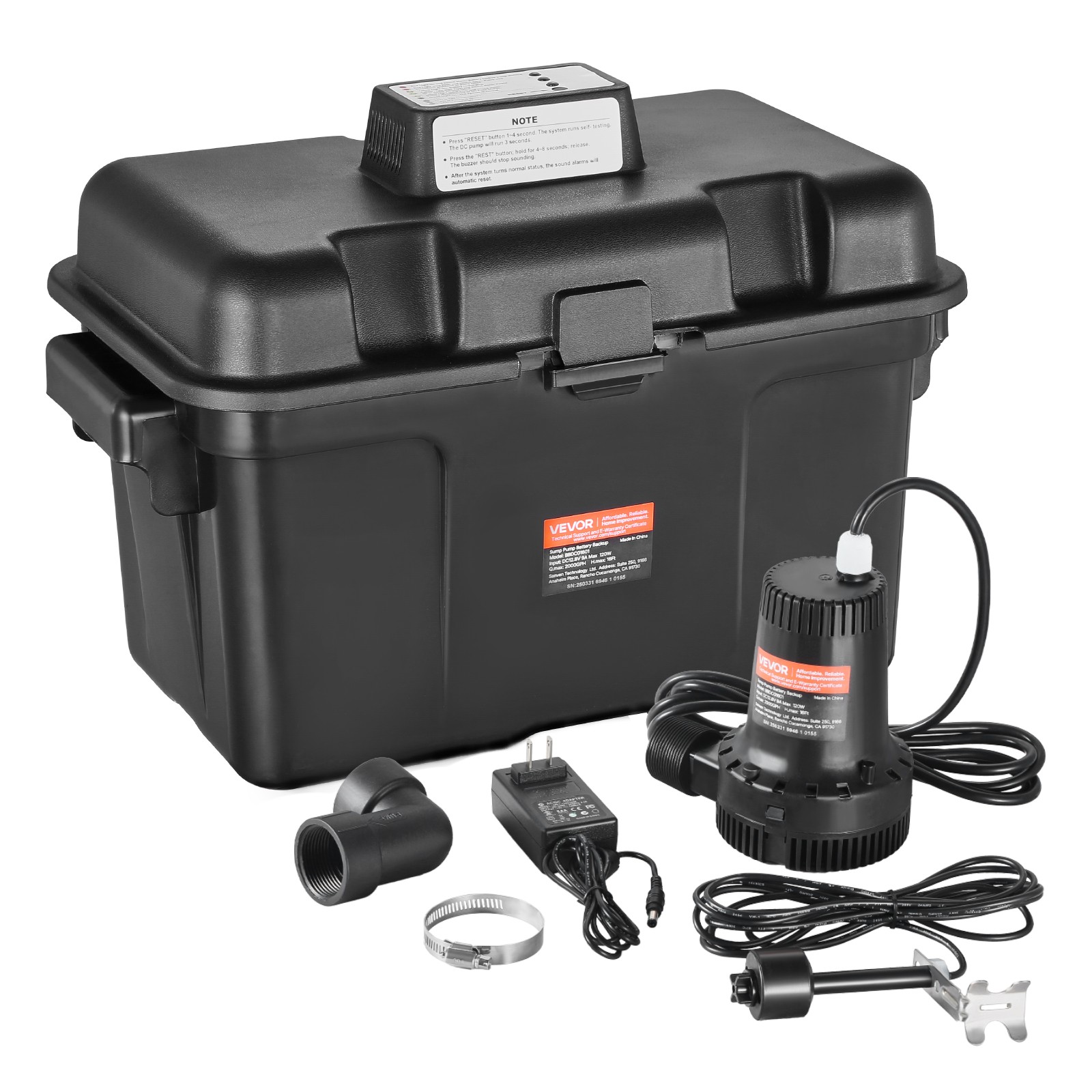 VEVOR Basement Emergency Back-Up Sump Pump Backup Sump Pump System 2000GPH gallery