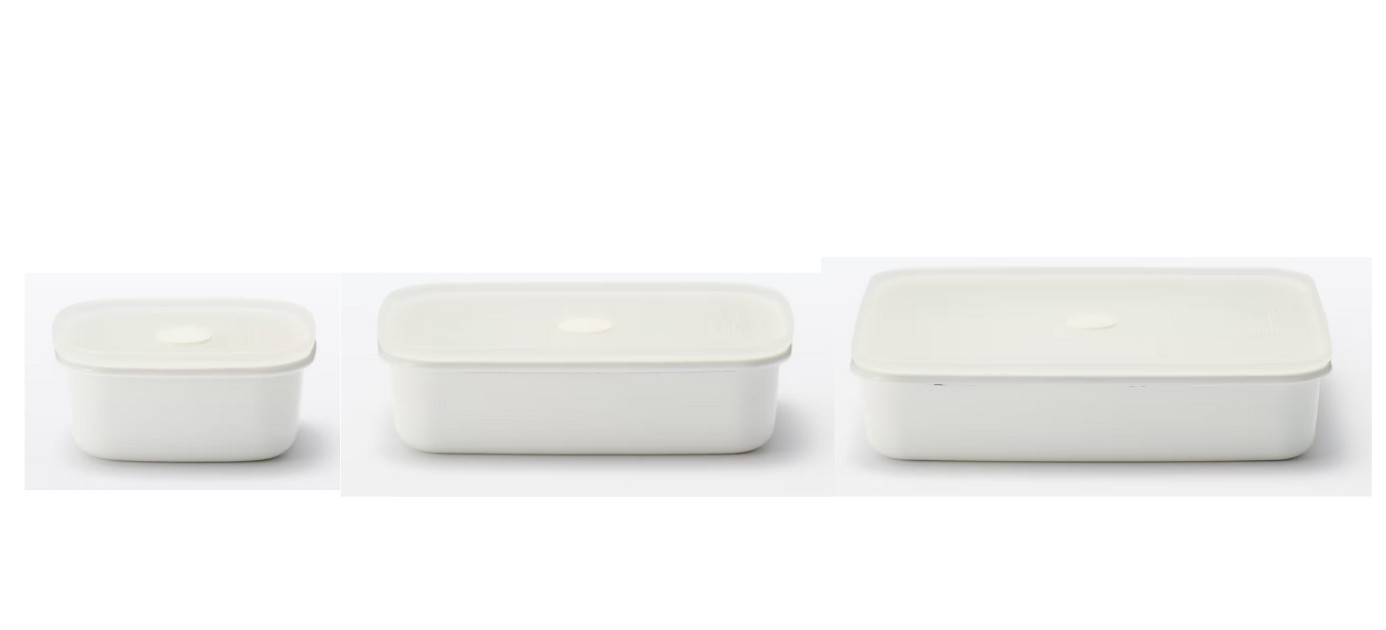 MUJI Enamel Storage Container with Valve Lid L M S set gallery