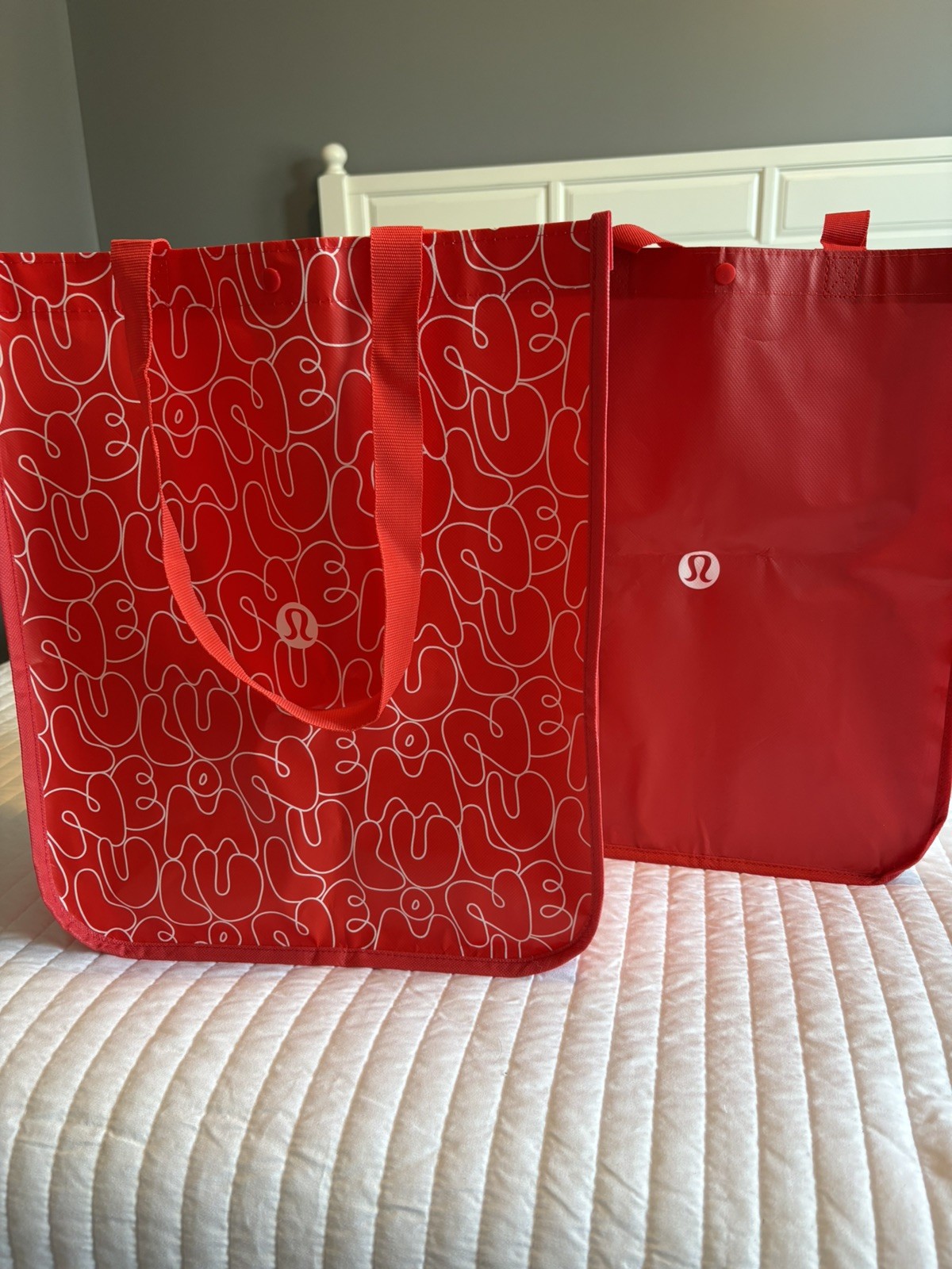 New Lululemon Large Reusable Shopper Bags Lot Of 2, 16x14x6in. gallery