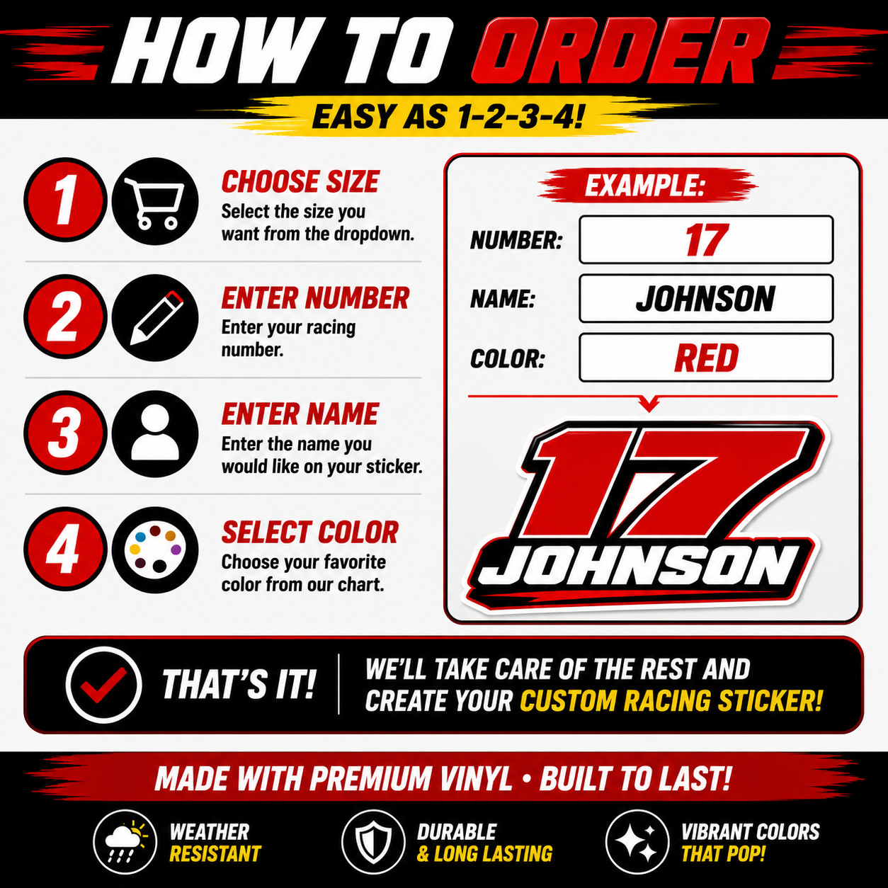 Custom Racing Number & Name Sticker | Personalized Race Car Driver Sticker Decal gallery