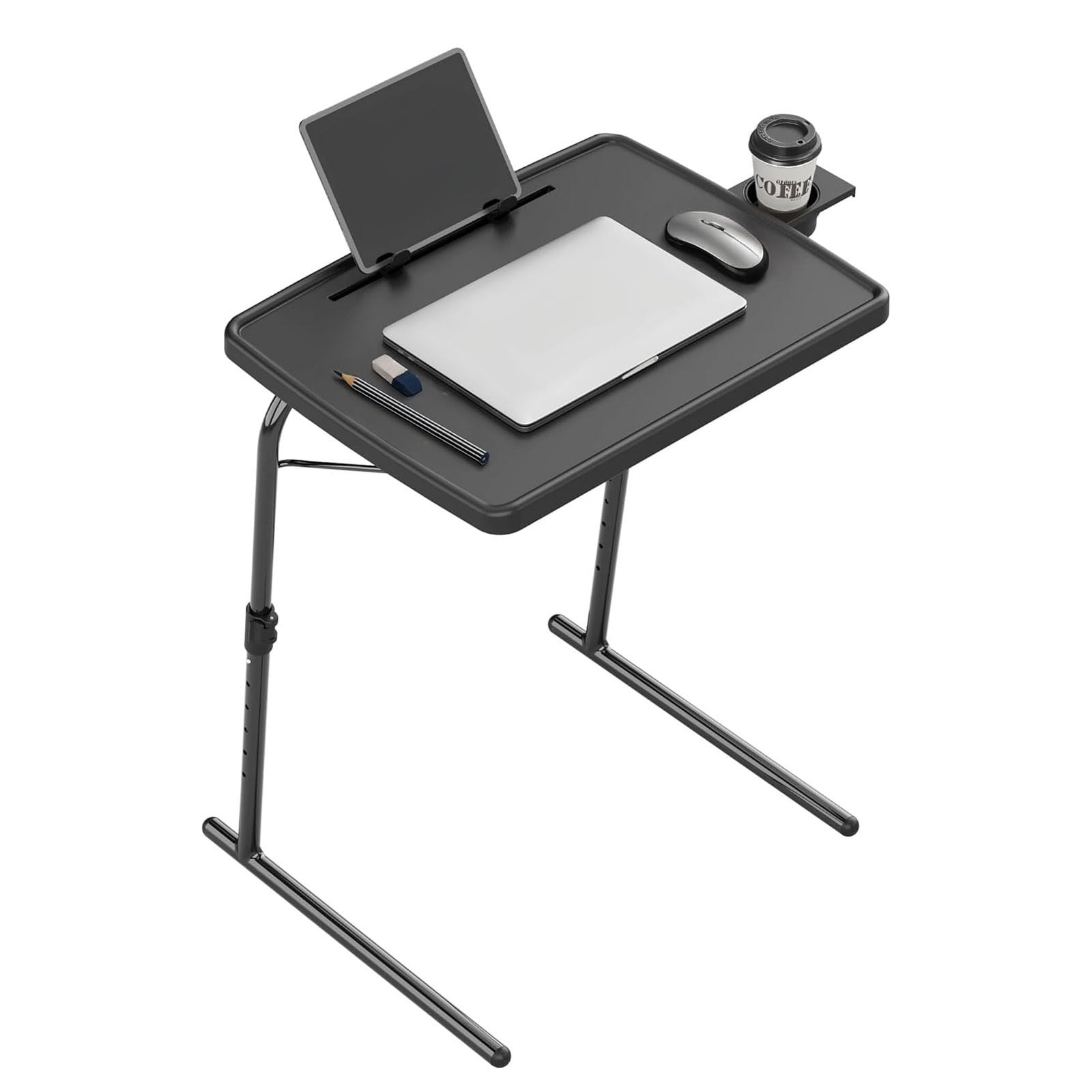 Portable & Foldable Comfortable Adjustable TV Tray Table Stand + Cup Holder gallery