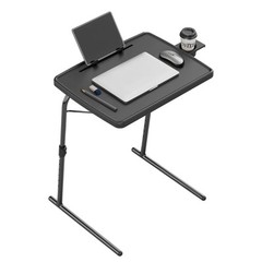 Portable & Foldable Comfortable Adjustable TV Tray Table Stand + Cup Holder