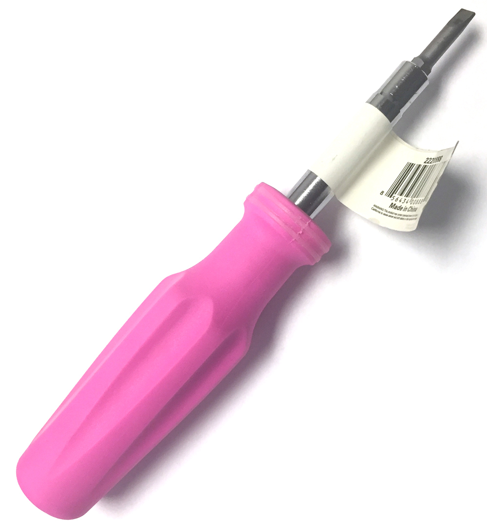 6-in-1 Flathead & Phillips Reversible Screwdriver PH1 PH2 Slotted 3/16" 1/4" PNK gallery