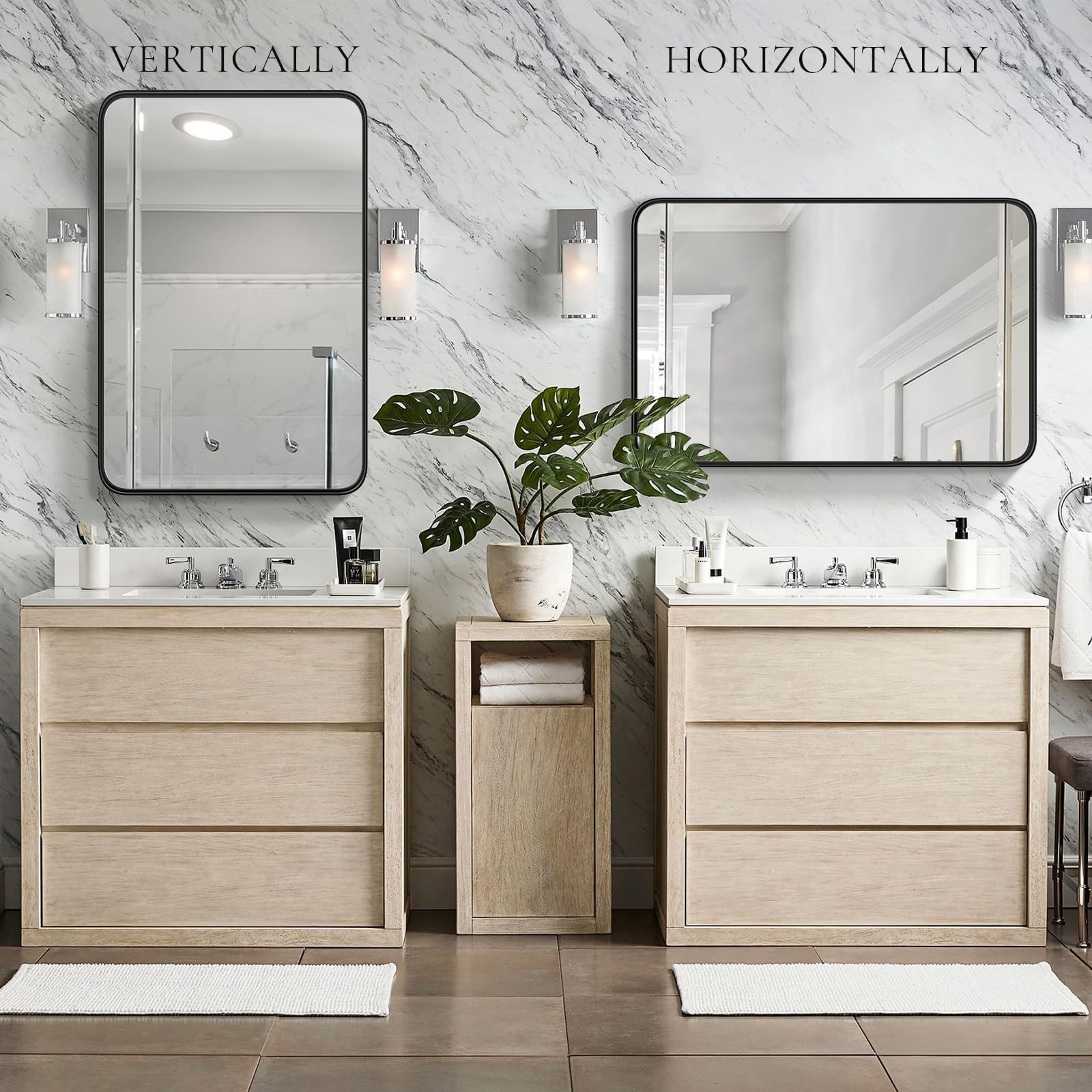Mirror 40 L x 30 W Rectangle Matte Black Metal Frame Atilioo Bathroom Wall 40x30 gallery