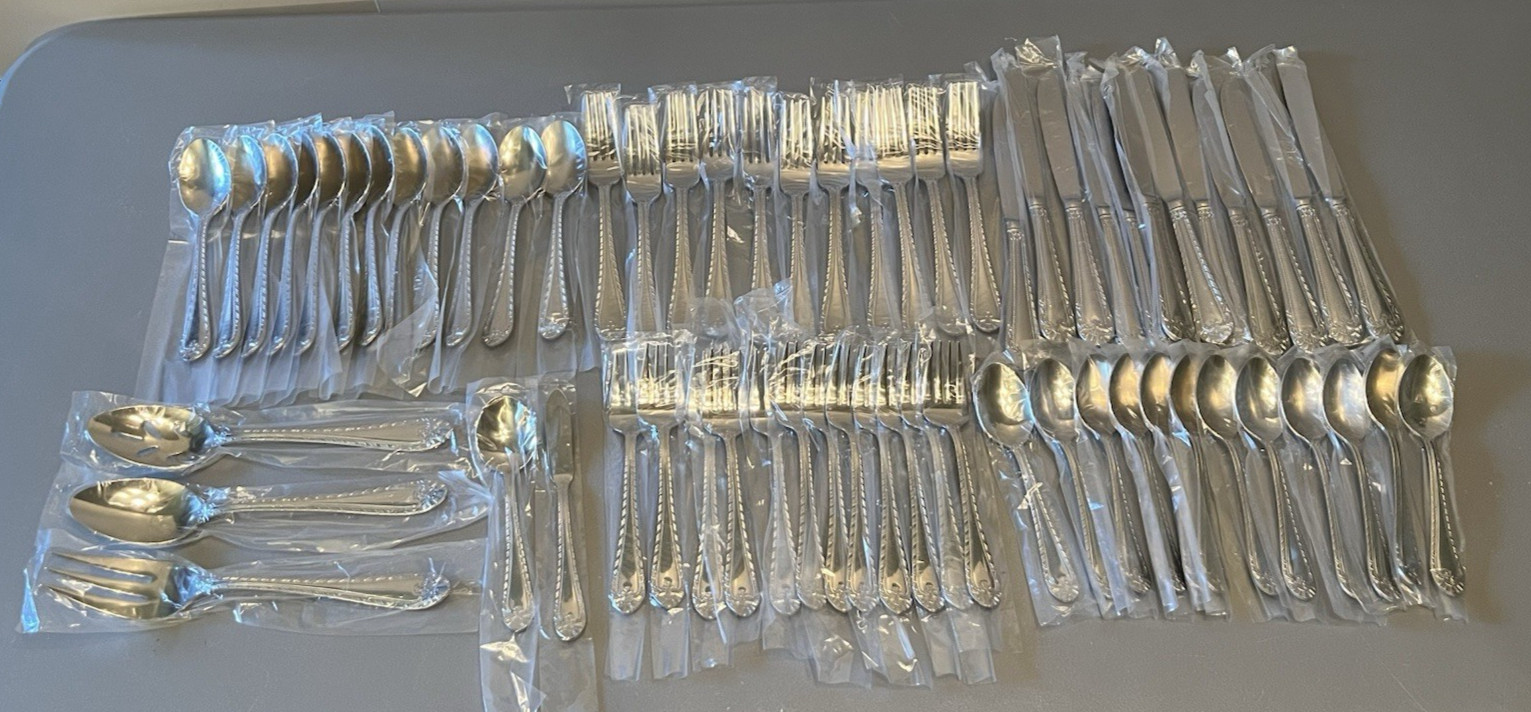 VINTAGE REED BARTON 18/10 STAINLESS STEEL FLATWARE ROYAL BRITANNIA 64 pcs NEW gallery