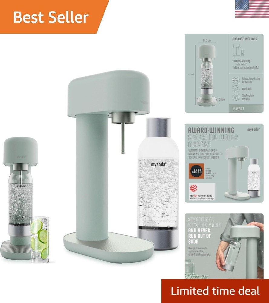 Ruby 2 Soda Maker - 1L Capacity, Manual and Silent Operation